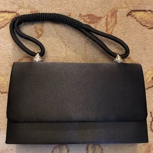 Black Satin Evening Handbag • BRAND NEW